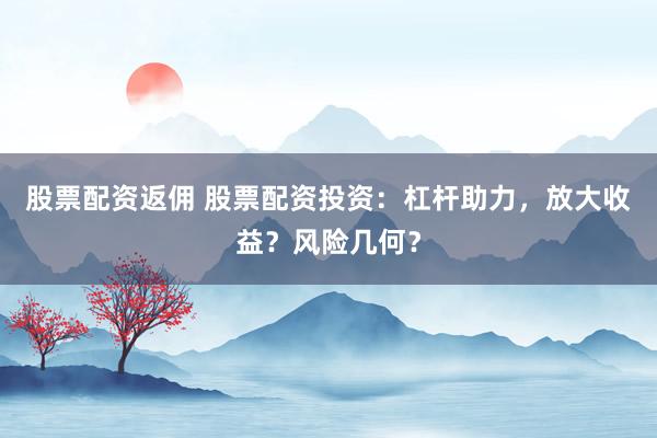 股票配资返佣 股票配资投资：杠杆助力，放大收益？风险几何？