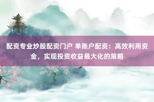 配资专业炒股配资门户 单账户配资：高效利用资金，实现投资收益最大化的策略