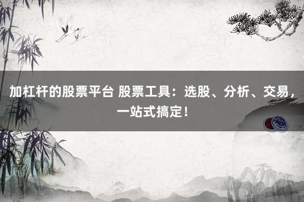 加杠杆的股票平台 股票工具：选股、分析、交易，一站式搞定！