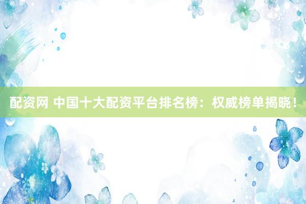 配资网 中国十大配资平台排名榜：权威榜单揭晓！