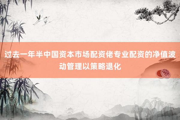 过去一年半中国资本市场配资佬专业配资的净值波动管理以策略退化