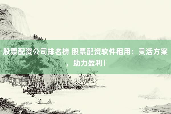 股票配资公司排名榜 股票配资软件租用：灵活方案，助力盈利！