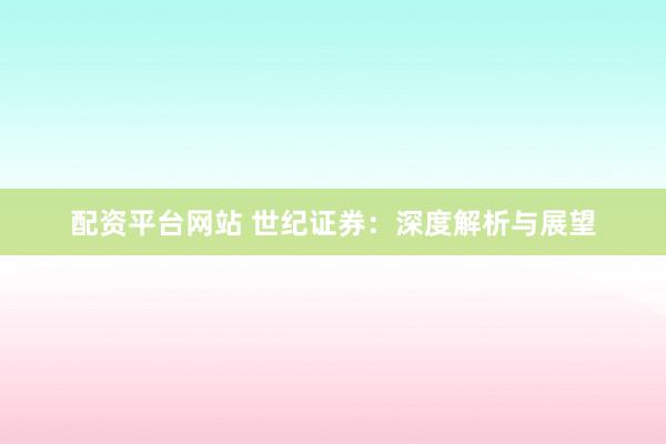配资平台网站 世纪证券:深度解析与展望